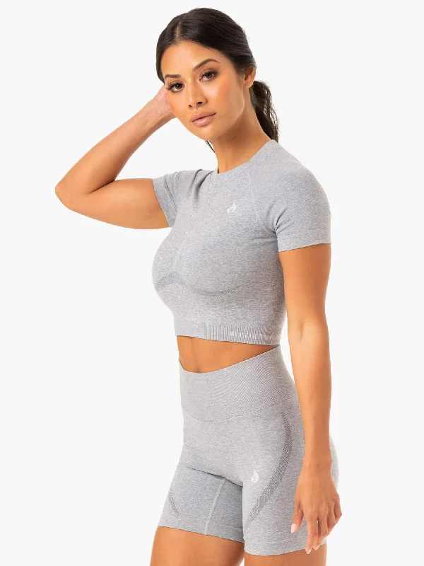 College Style Sculpt Seamless T-Shirt - Grey Marl