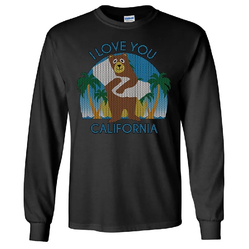 Free And Casual I Love You CA Knit Style Bear Long Sleeve Shirt