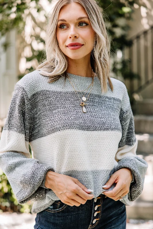 Fashion Style Ease Your Mind Gray Colorblock Sweater
