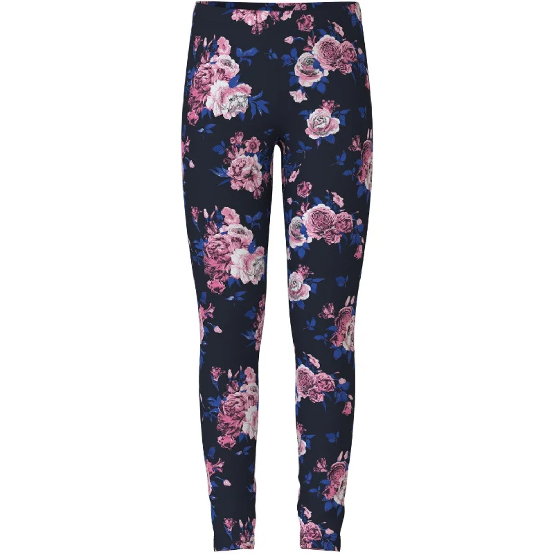 Simple And Comfortable Name It Dark Sapphire Big Flowers Vivian AOP Leggings