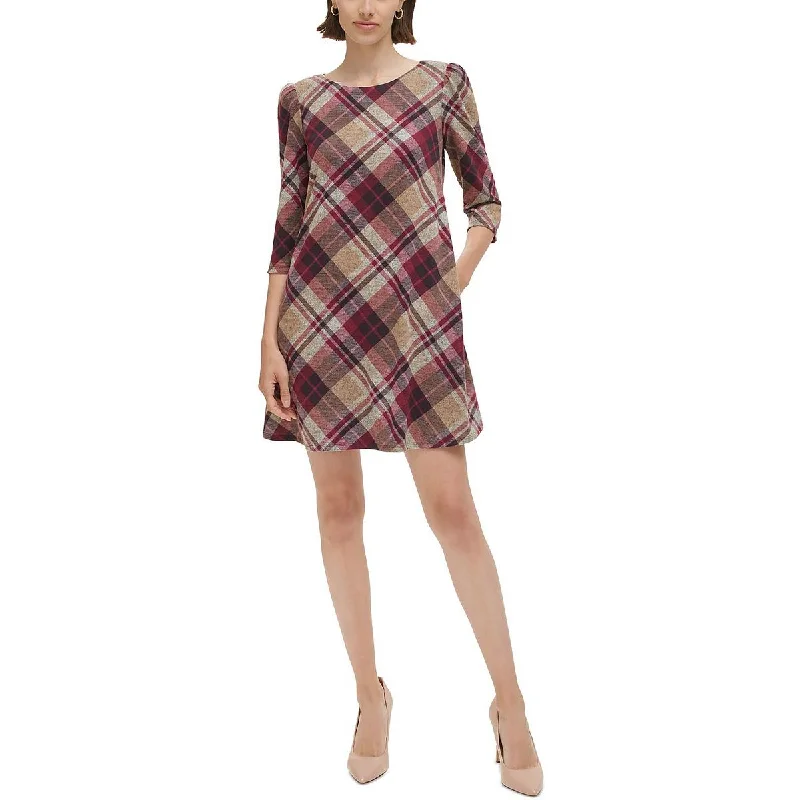French Retro Jessica Howard Womens Plaid Work day wear Mini Dress