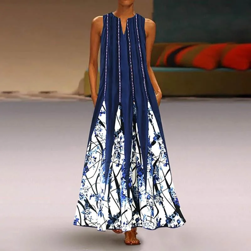 Warm And Comfortable Vintage V Neck Sleeveless Pocket Dresses