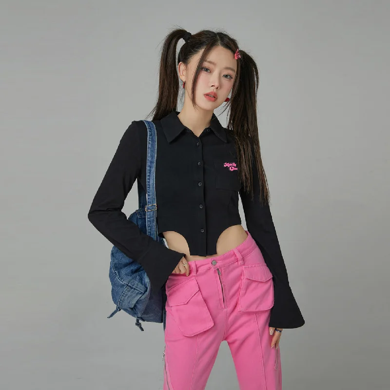 Versatile Items Faux Bodysuit Long-Sleeves Shirt