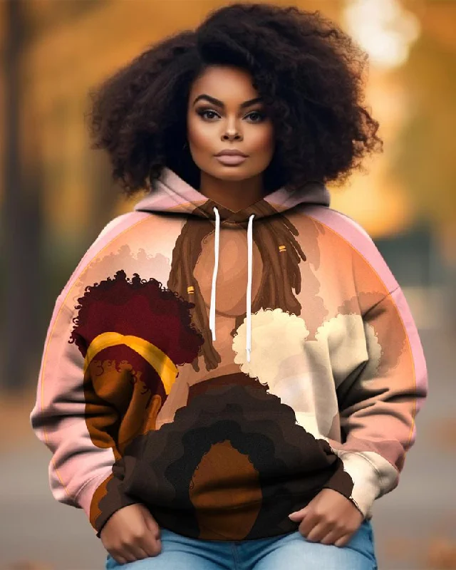 Double-sided Wear Melanin Woman Long-sleeved Hoodie
