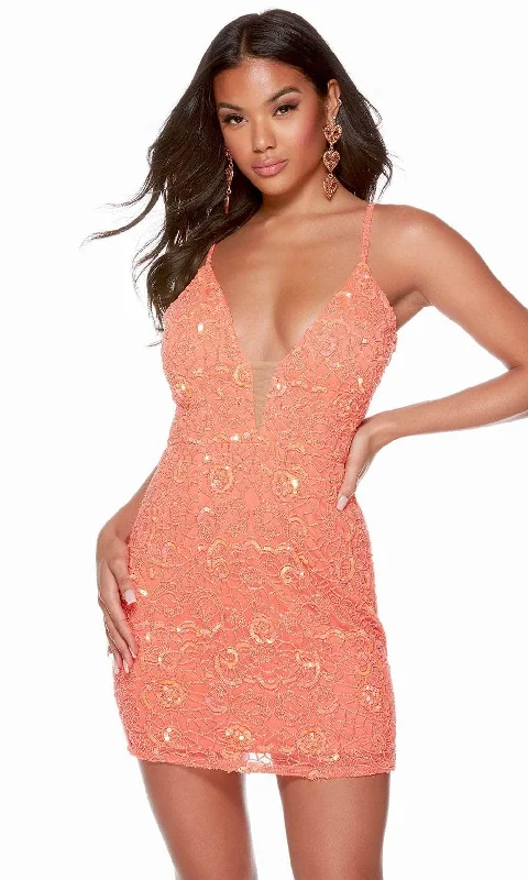 Girl Style Alyce Paris 4628 - Cutout Beaded Homecoming Dress