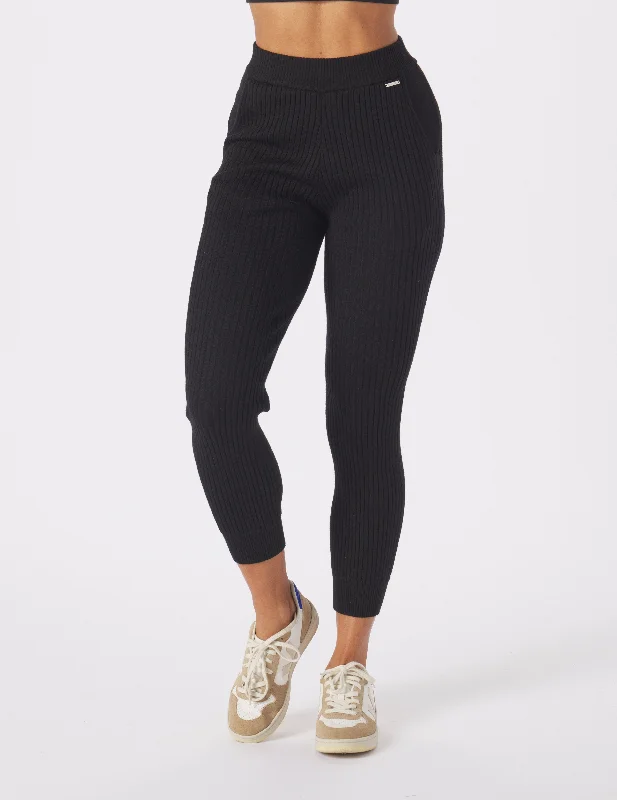 European And American Style Couture Rib Jogger: Black