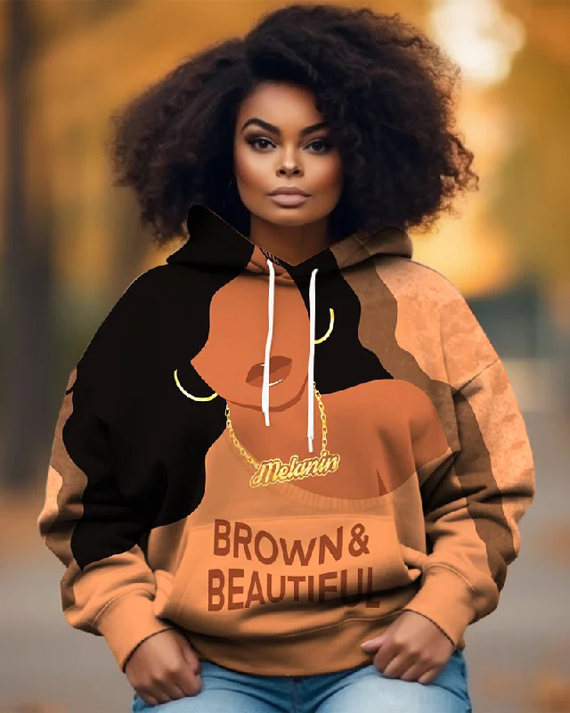 British Fashion Brown And Beautiful Long-sleeved Hoodie