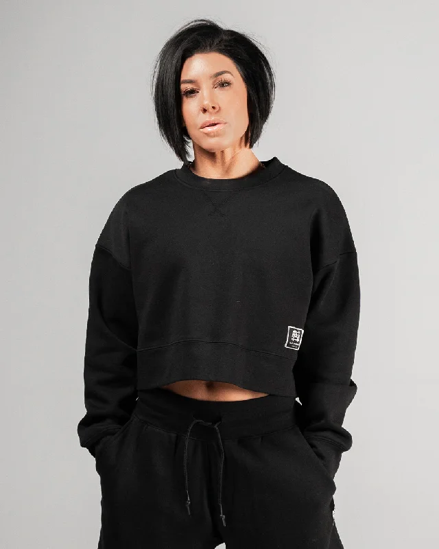Classic WOMENS OVERSIZED CROP CREWNECK - BLACK