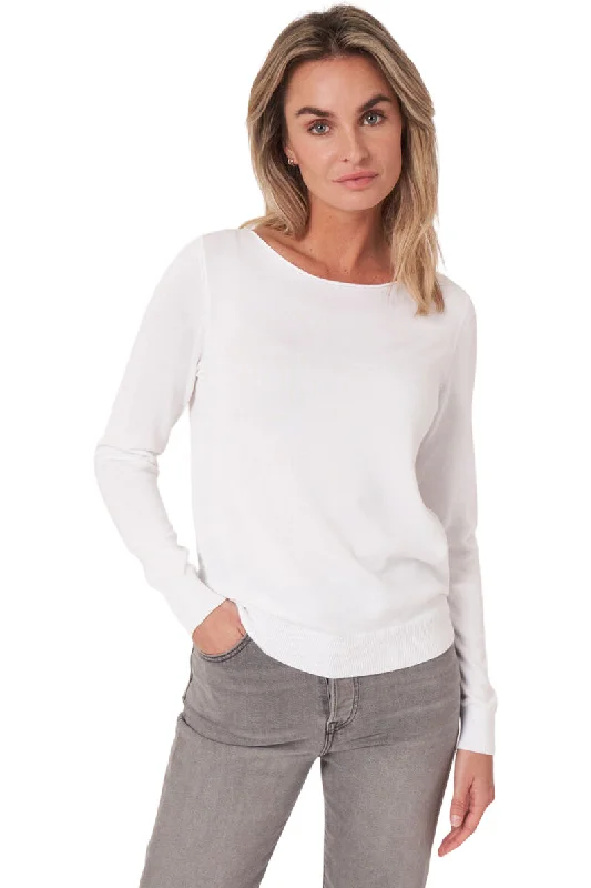 Versatile Items Repeat Cashmere Organic Cotton Long Sleeve Pullover in White