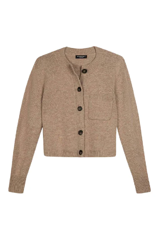 Elegant And Simple Repeat Cashmere Chunky Knit Cardigan in Taupe