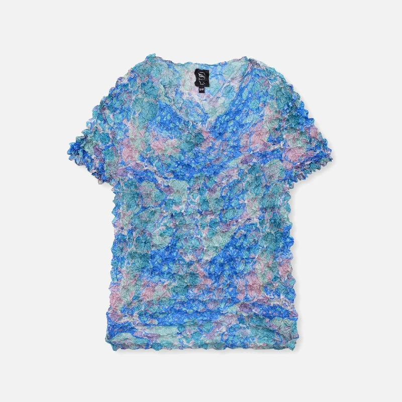 Slim Fit Marble Bubble Shrink Shirt - Blue