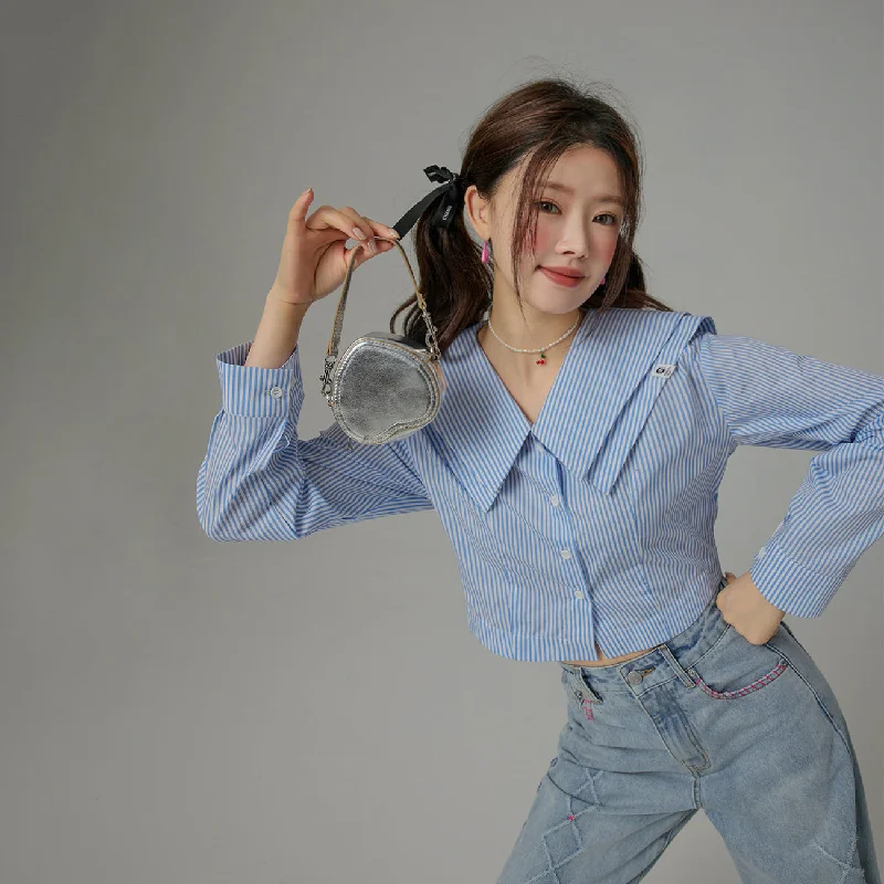 Elegant Tailoring True Mission Big Collar Cropped Shirt