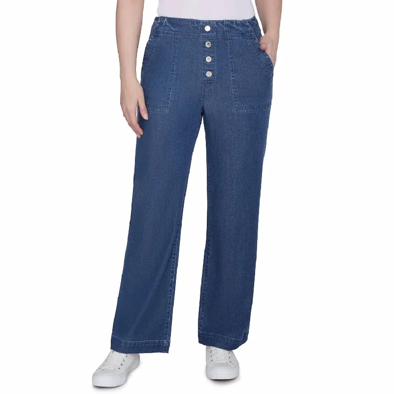 Romantic And Fresh Women's Wide Leg Denim Pant In 476 Indigo