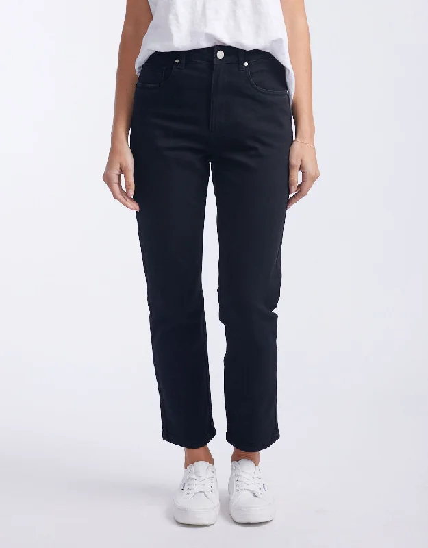 Lazy Style Noelle Straight Leg Jean - Washed Black