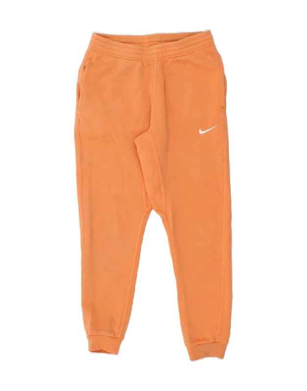 Customized Version NIKE Womens Tracksuit Trousers Joggers UK 10 Small  Orange Cotton