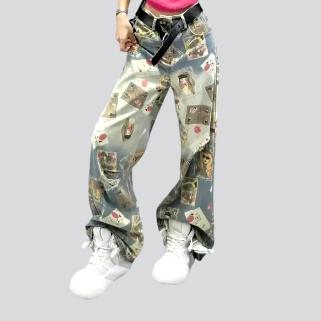 Double-sided Wear Trendy light wash jeans for women