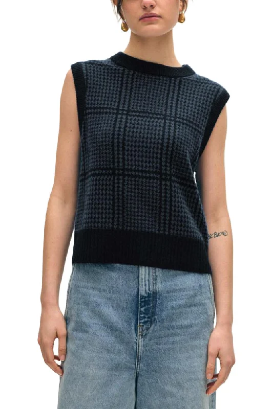 Urban Style White & Warren Cashmere Brushed Houndstooth Vest
