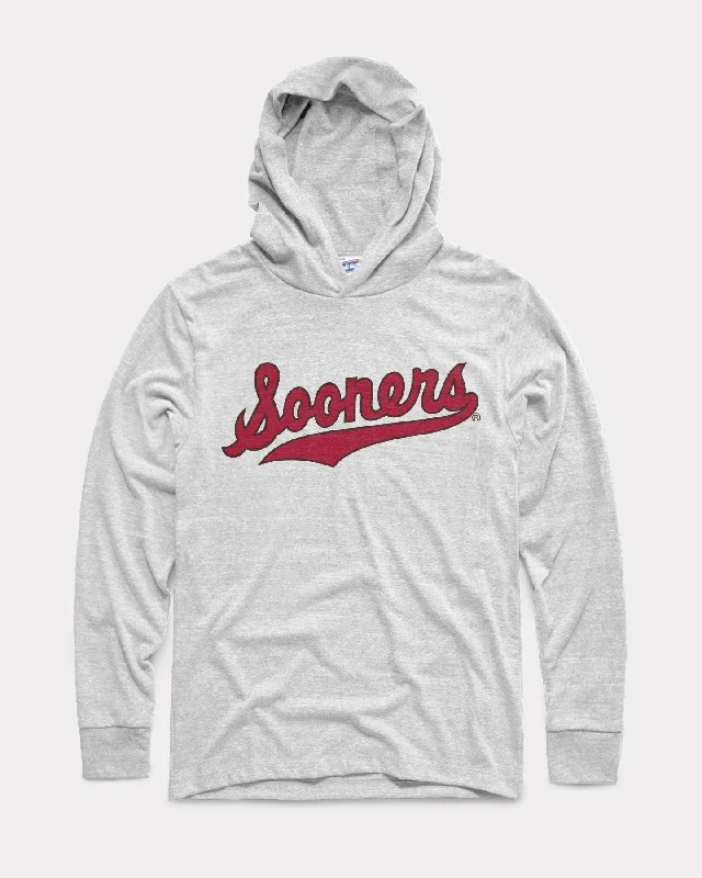 Elegant Style Oklahoma Sooners Script Ash Lightweight Hoodie