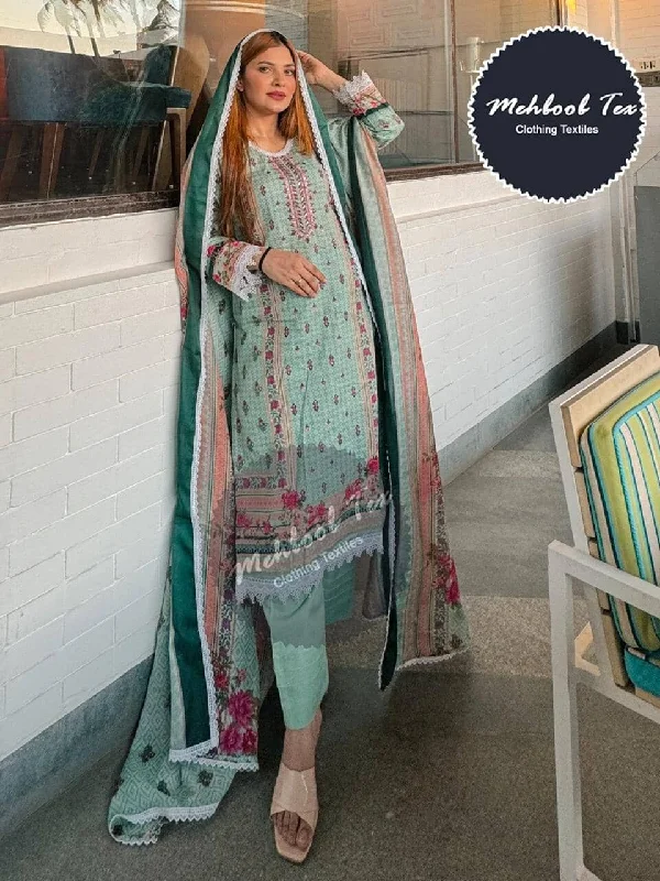 1318 A Designer Embroidered and Printed Semi Lawn Cotton Pakistani Suit