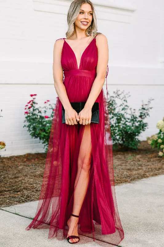 Design And Tailoring It Was All A Dream Burgundy Red Tulle Maxi Dress