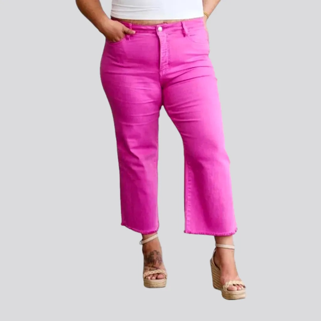 Celebrity Style Cutoff-bottoms women's color jeans