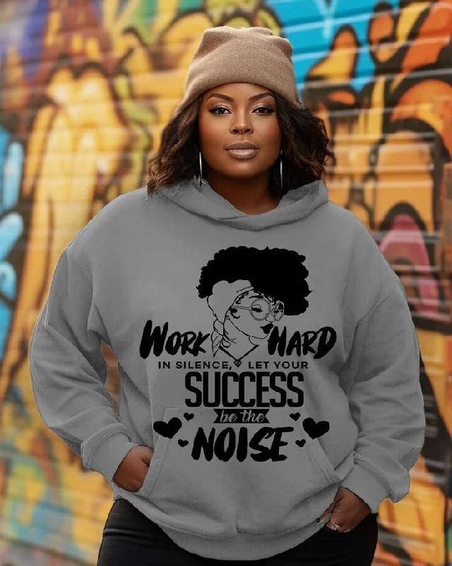 Warm Atmosphere Work Hard In Silence Long-sleeved Hoodie