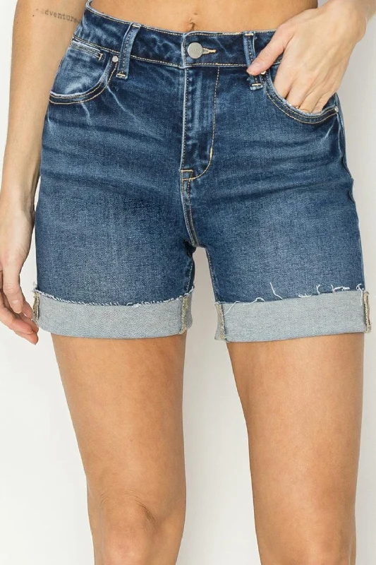 Sports Cool RISEN High Rise Cuffed Denim Shorts