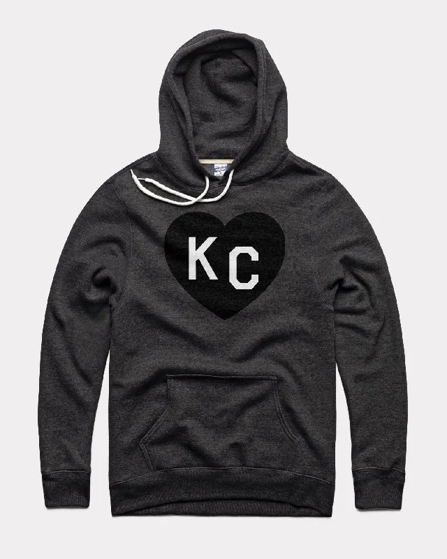 Light And Breathable Black KC Heart Vintage Hoodie