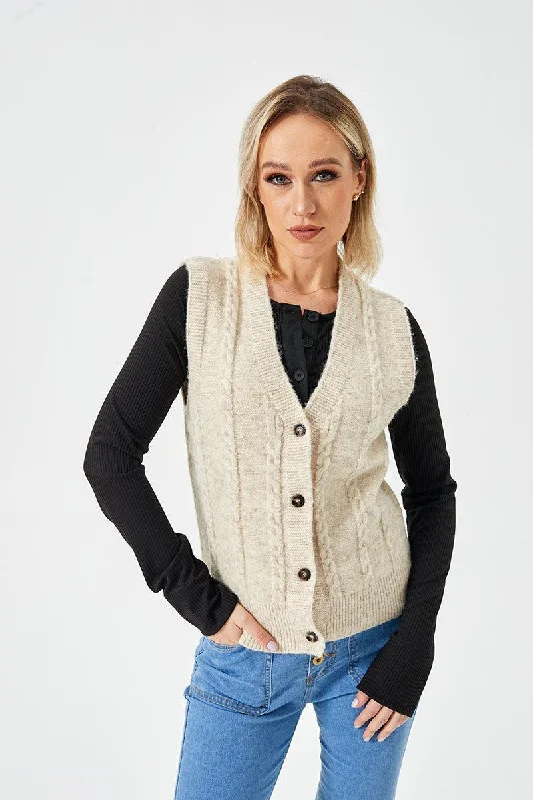 Women's Loose Casual Button Up Sweater Vest