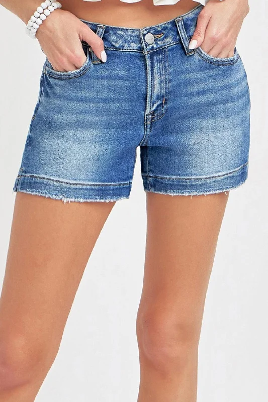 Trendy Items RISEN Low Rise Slit Denim Shorts