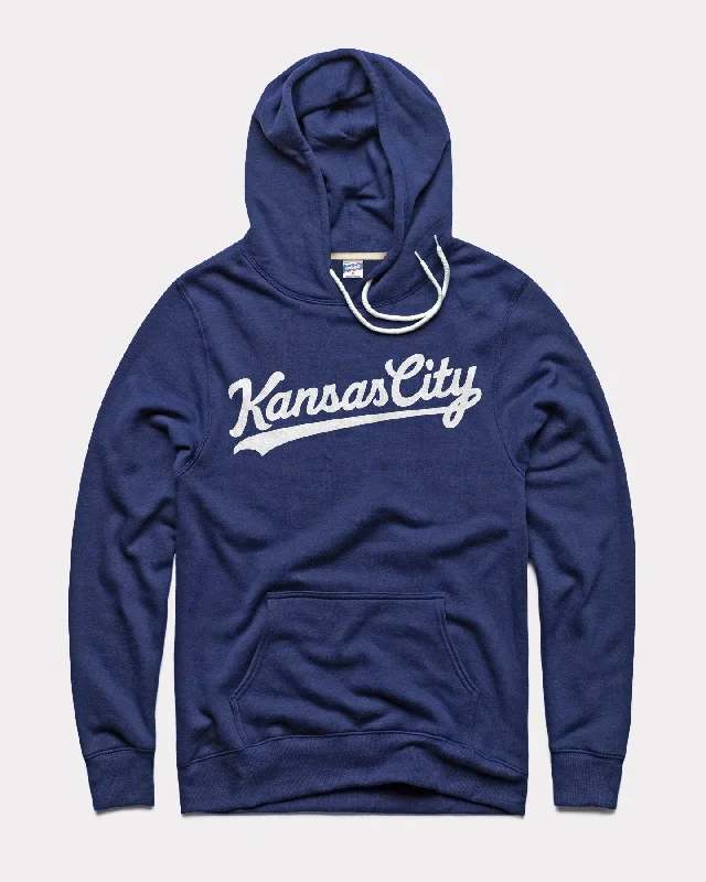 Street Charm Navy & White Kansas City Script Vintage Hoodie