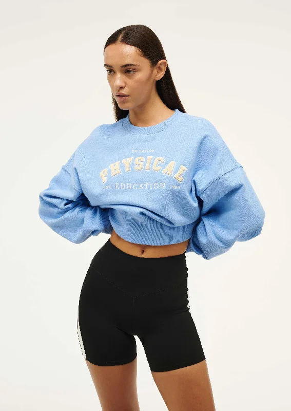 Embroidered Letters PHYSICAL SWEAT IN CORNFLOWER BLUE