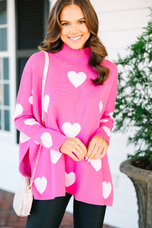 Short Design Quick Decisions Pink & White Heart Sweater