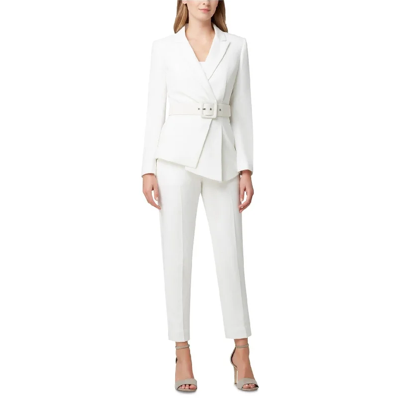 Design And Tailoring Tahari Womens Pleated-Blazer Pant Suit, Off-White, 18