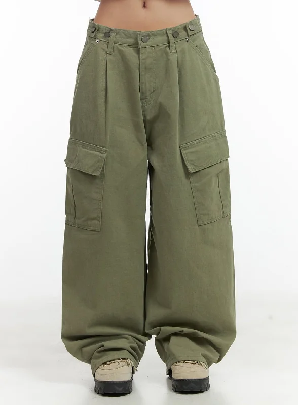 French Style Blair Wide Fit Pintuck Cargo Pants CO417