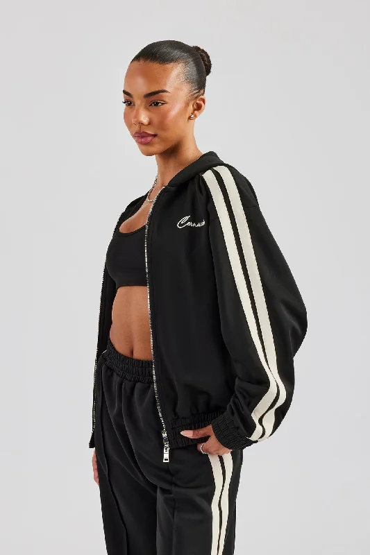 Personalized Clothing Taping Hooded Jacket - Black