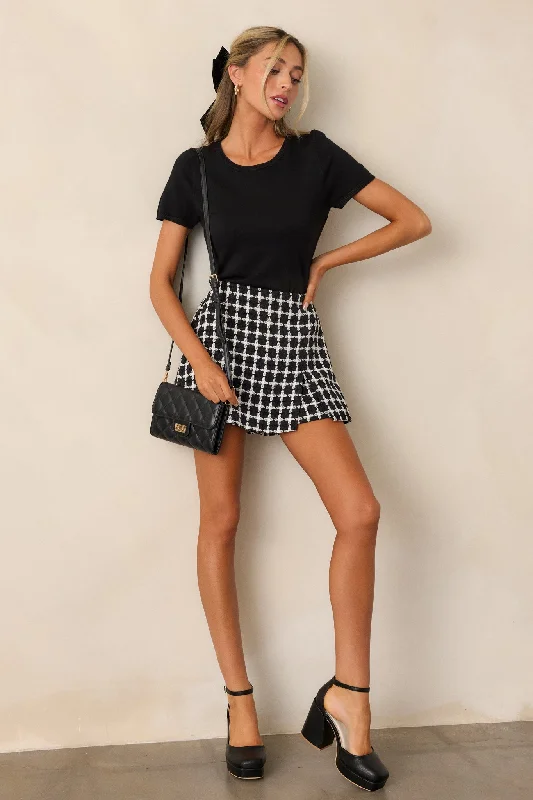 Stunning Fashion Cross Your Mind Black Short Sleeve Sweater Top