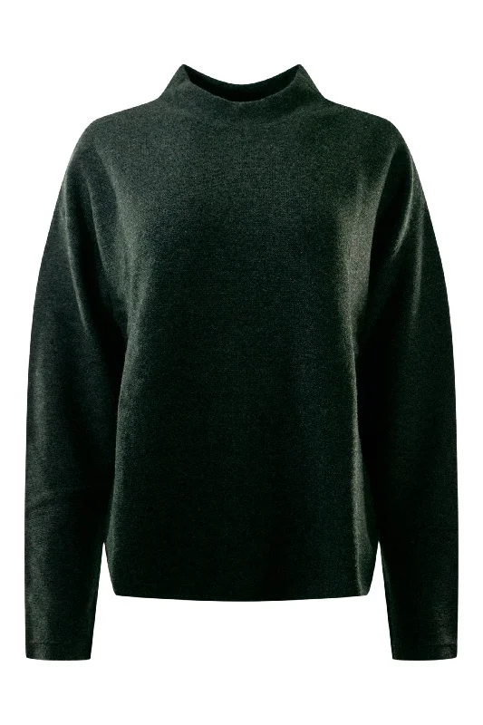 Nightclub Style Repeat Cashmere Wool Cashmere Mock Neck Sweater in Charcoal