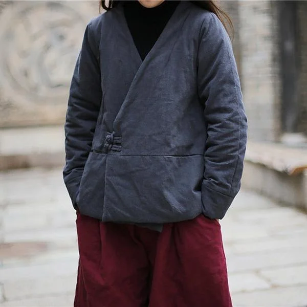 Dynamic Fashion Vintage Double Breasted V-Neck Loose Jackets 2020 Warm Solid Color Plus Size Femal Coats