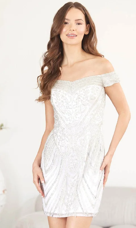 Luxury Temperament SCALA 60512 - Off Shoulder Ornate Cocktail Dress