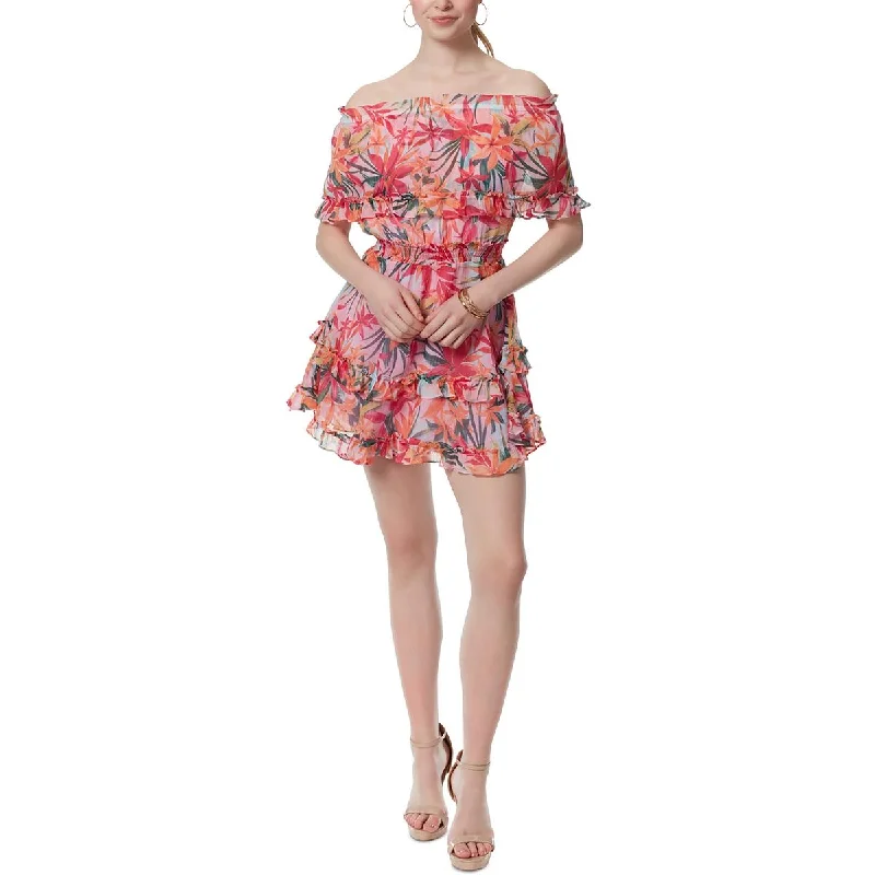 College Style Jessica Simpson Womens Amaya Off-The-Shoulder Short Mini Dress