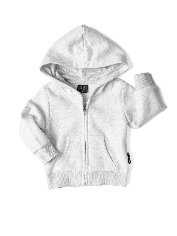Elegant And Simple Classic Zip Hoodie - Light Heather Grey