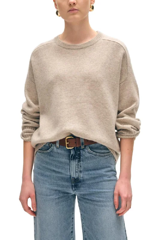 Street Charm White & Warren Cashmere Saddle Sleeve Crewneck Sweater