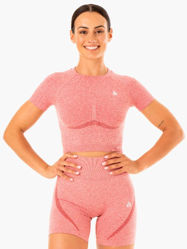 Sports Design Sculpt Seamless T-Shirt - Pink Marl