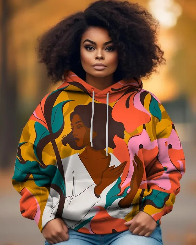 New Autumn And Winter Styles Floral Black Girl Personalized Printed Hoodie