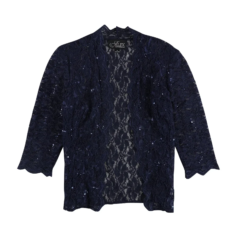 Noble And Elegant Alex Evenings Womens Sequin Lace Blazer Jacket, Blue, 12