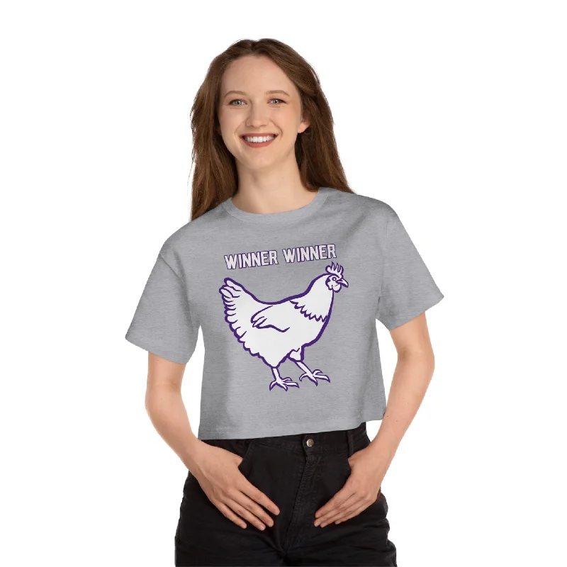Diamond Series Women's Champion Heritage Cropped Top - Winner Winner Chicken Dinner