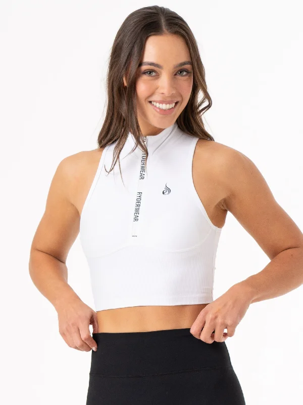 Thin Design NKD 1/2 Zip Tank - White