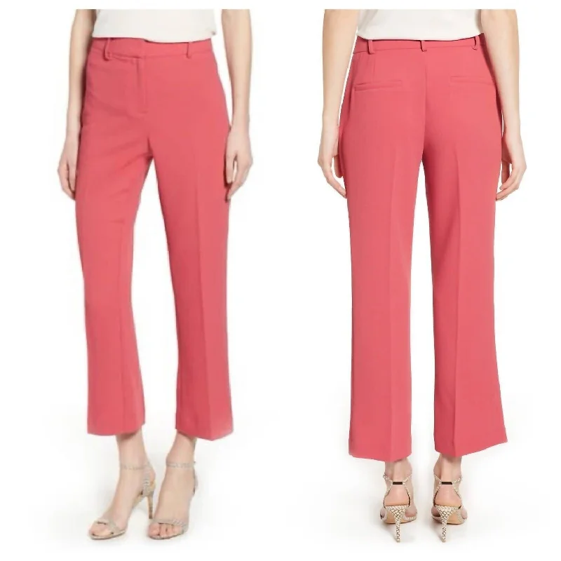 Elegant And Casual Crepe Kick Flare Ankle Coral Poppy Cropped Pants In Orange