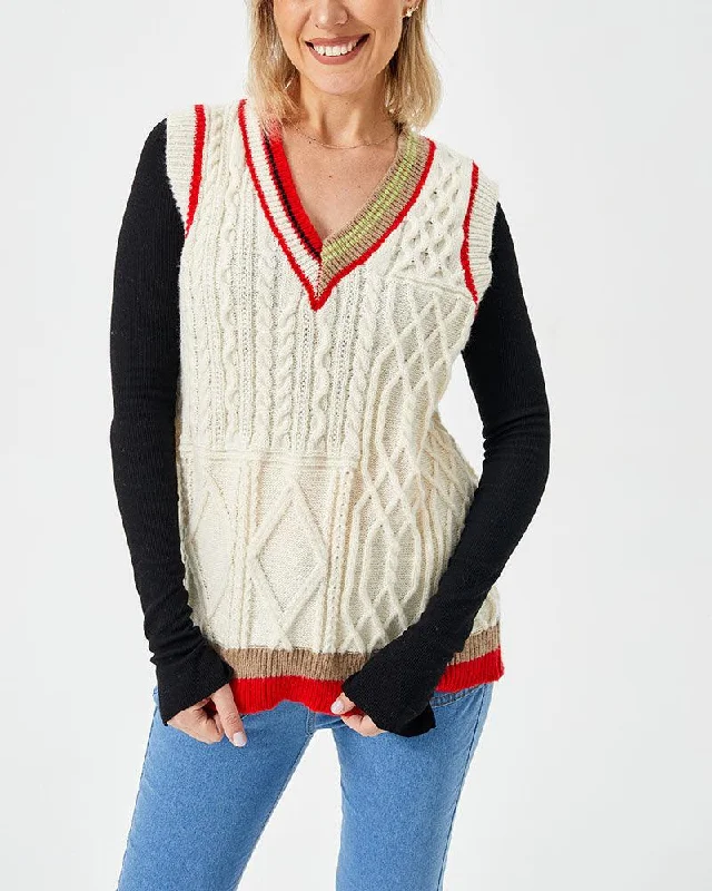 Women's Loose Casual Stretch Contrast Color Sweater Vest